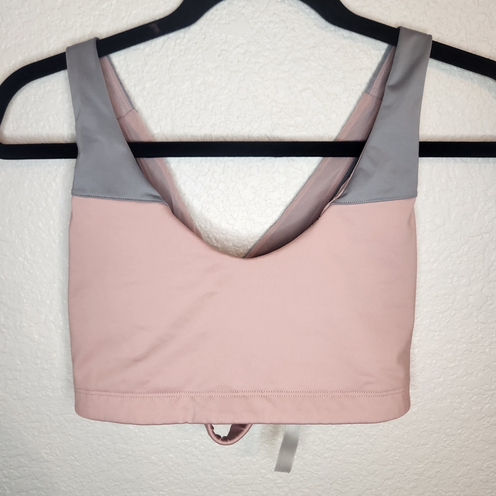 Victorias Secret Sport Bra Criss Cross L Pink Gray Unlined Gym Yoga Workout